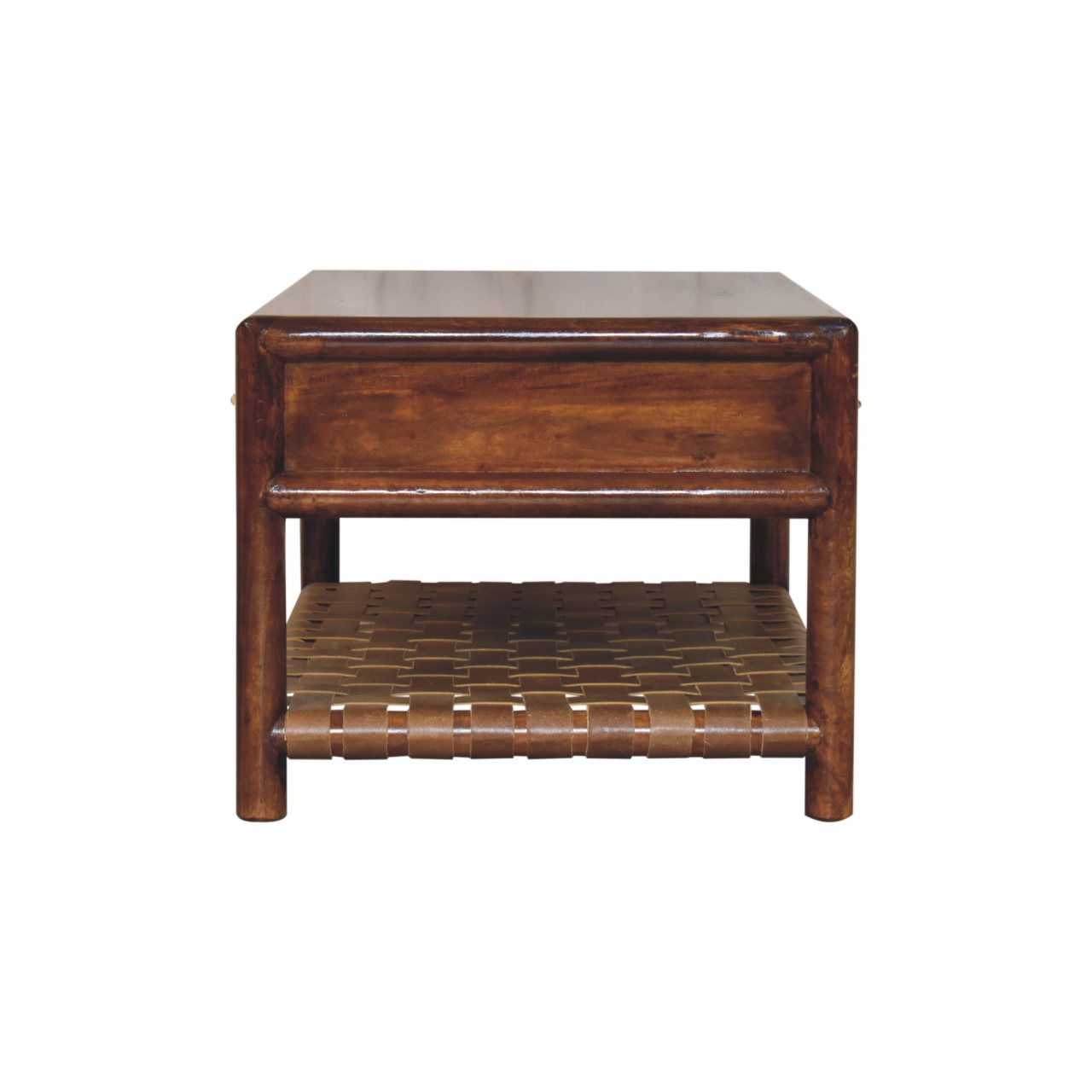 Regency Woven Console Table with 4-Drawers, Open Slot, Brown