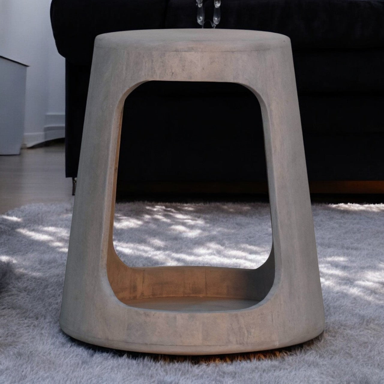 Solid Wood Acid Wash Side Table, Open-Storage