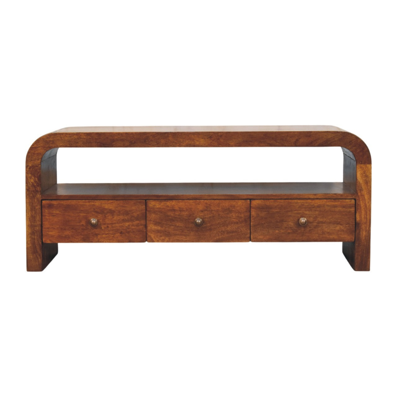 Solid Wood Darcy Media unit, 3-Drawers, 1 Open Shelf, Chestnut, Brown