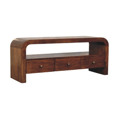 Solid Wood Darcy Media unit, 3-Drawers, 1 Open Shelf, Chestnut, Brown