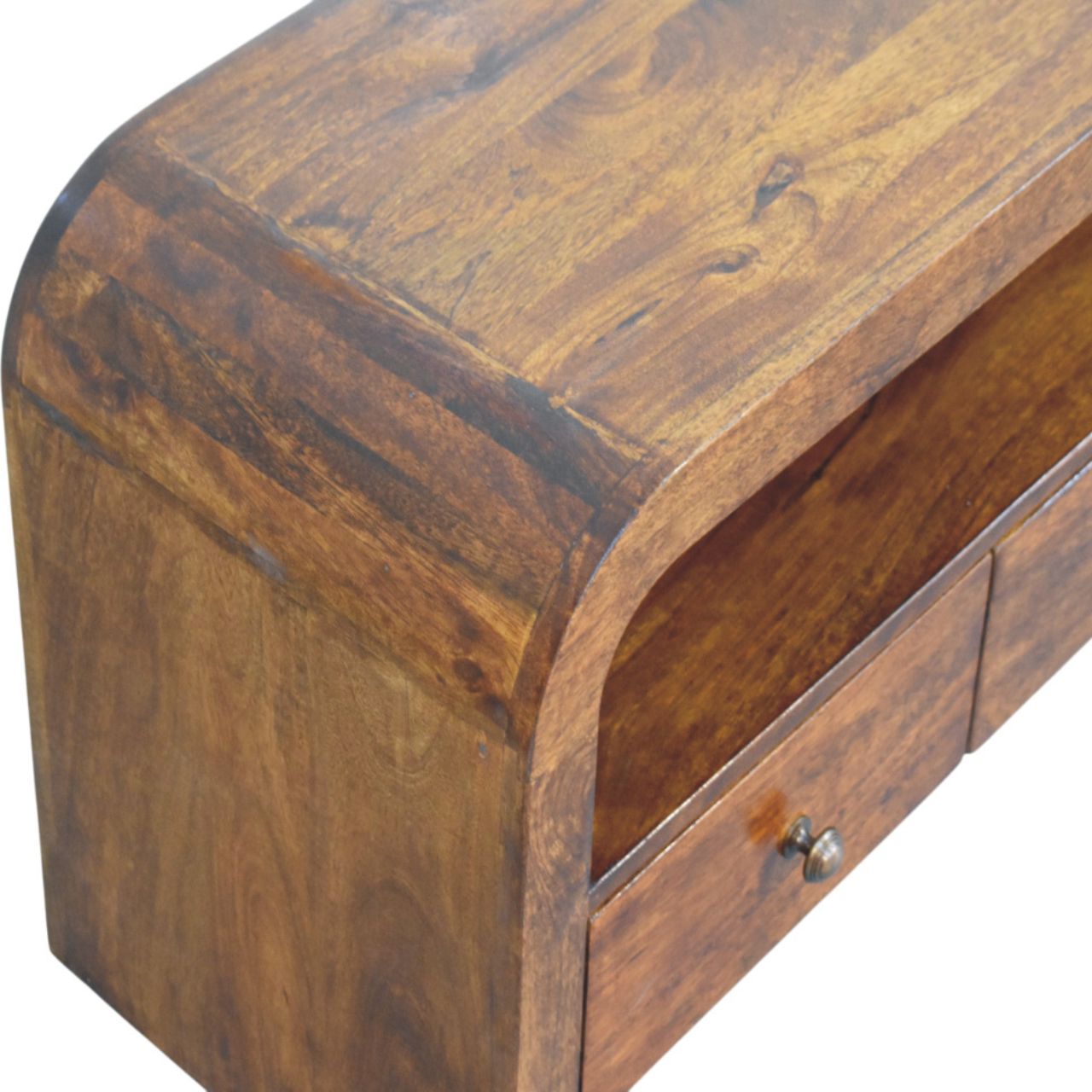 Solid Wood Darcy Media unit, 3-Drawers, 1 Open Shelf, Chestnut, Brown