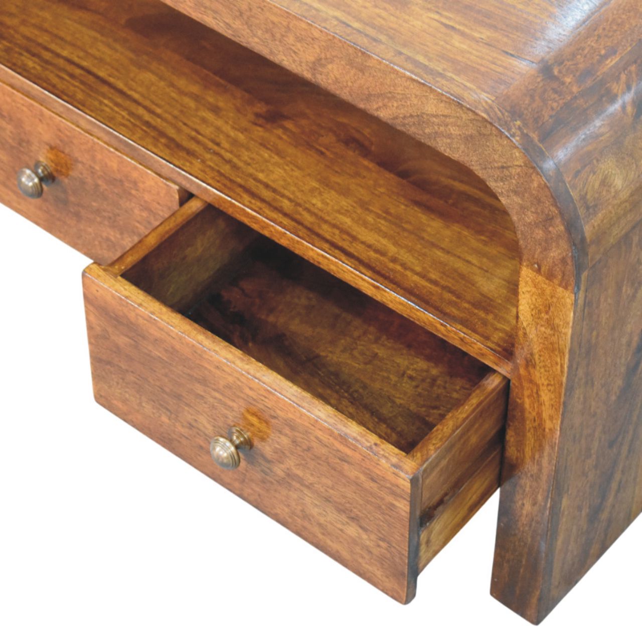 Solid Wood Darcy Media unit, 3-Drawers, 1 Open Shelf, Chestnut, Brown