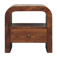 Solid Wood Darcy Nightstand, 1 Drawer and open shelf, Chestnut, Brown