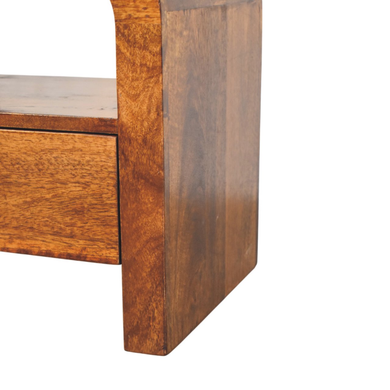 Solid Wood Darcy Nightstand, 1 Drawer and open shelf, Chestnut, Brown