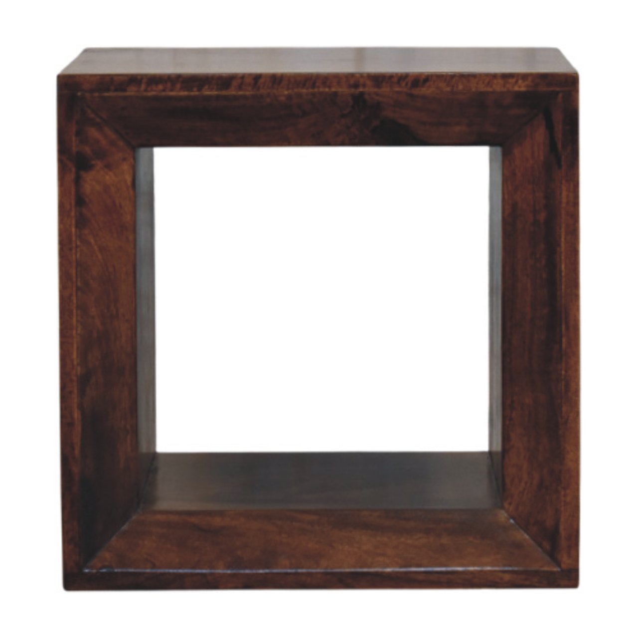 Solid Wood Solis California Side Table, Open Storage, Walnut, Brown