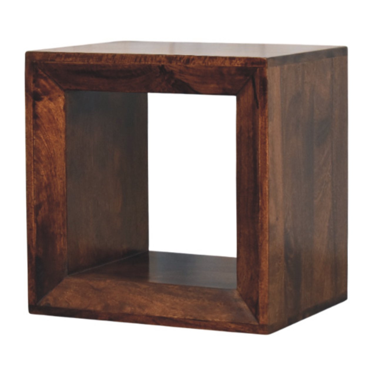 Solid Wood Solis California Side Table, Open Storage, Walnut, Brown