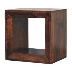 Solid Wood Solis California Side Table, Open Storage, Walnut, Brown