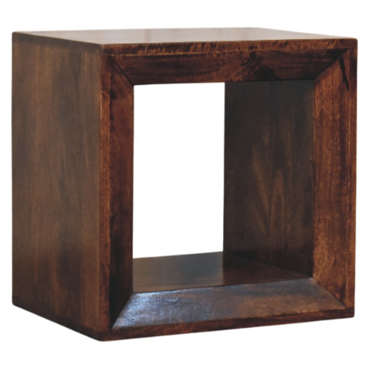 Solid Wood Solis California Side Table, Open Storage, Walnut, Brown