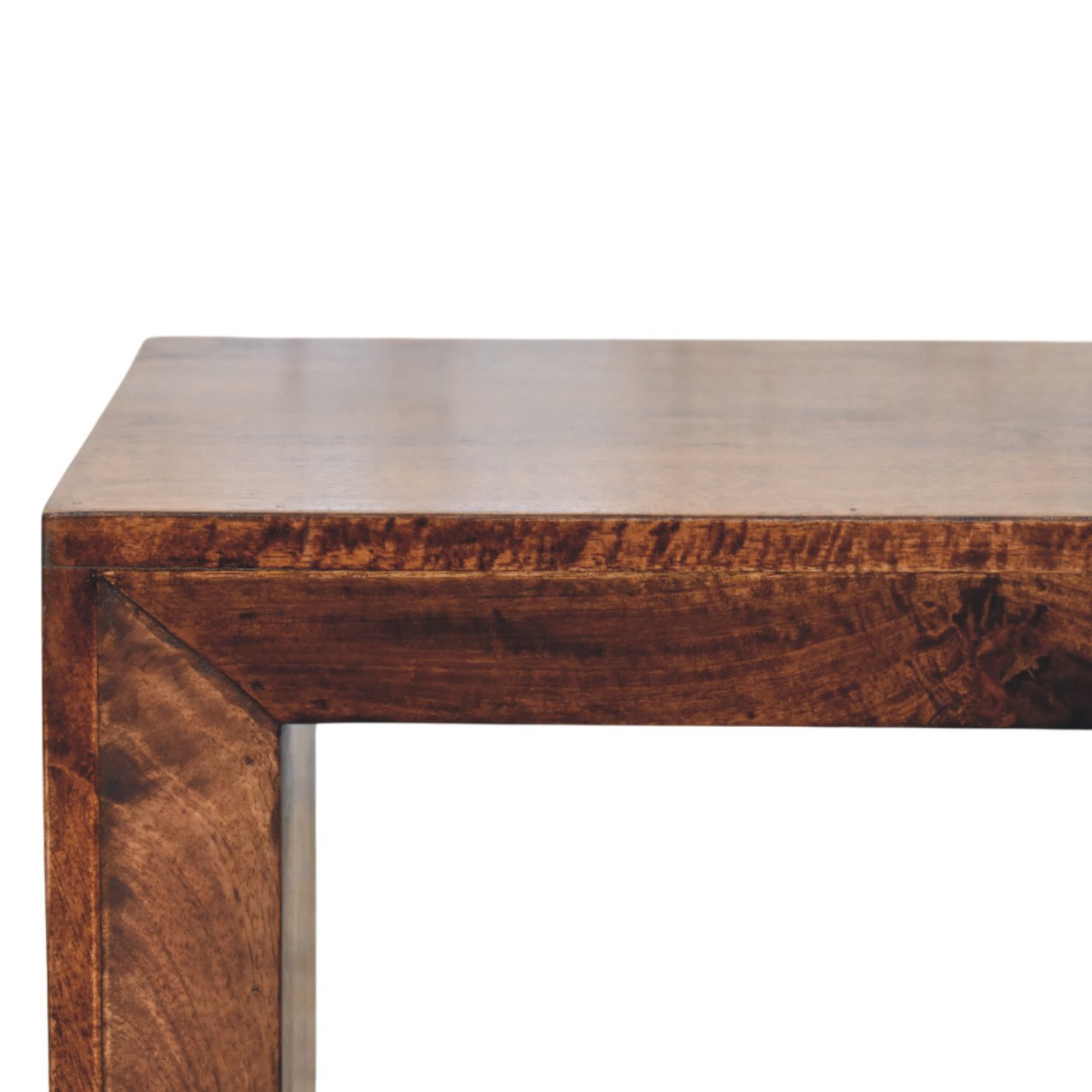 Solid Wood Solis California Side Table, Open Storage, Walnut, Brown