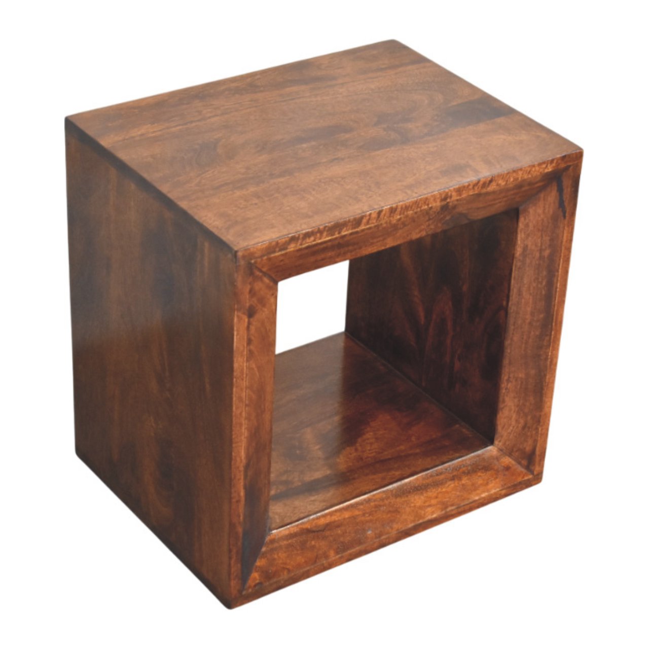Solid Wood Solis California Side Table, Open Storage, Walnut, Brown