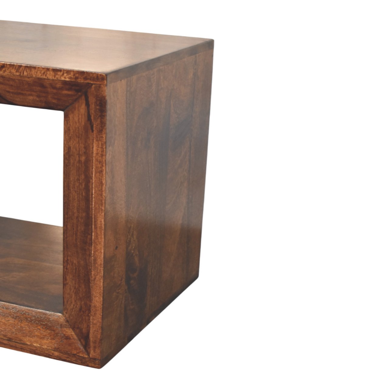 Solid Wood Solis California Side Table, Open Storage, Walnut, Brown