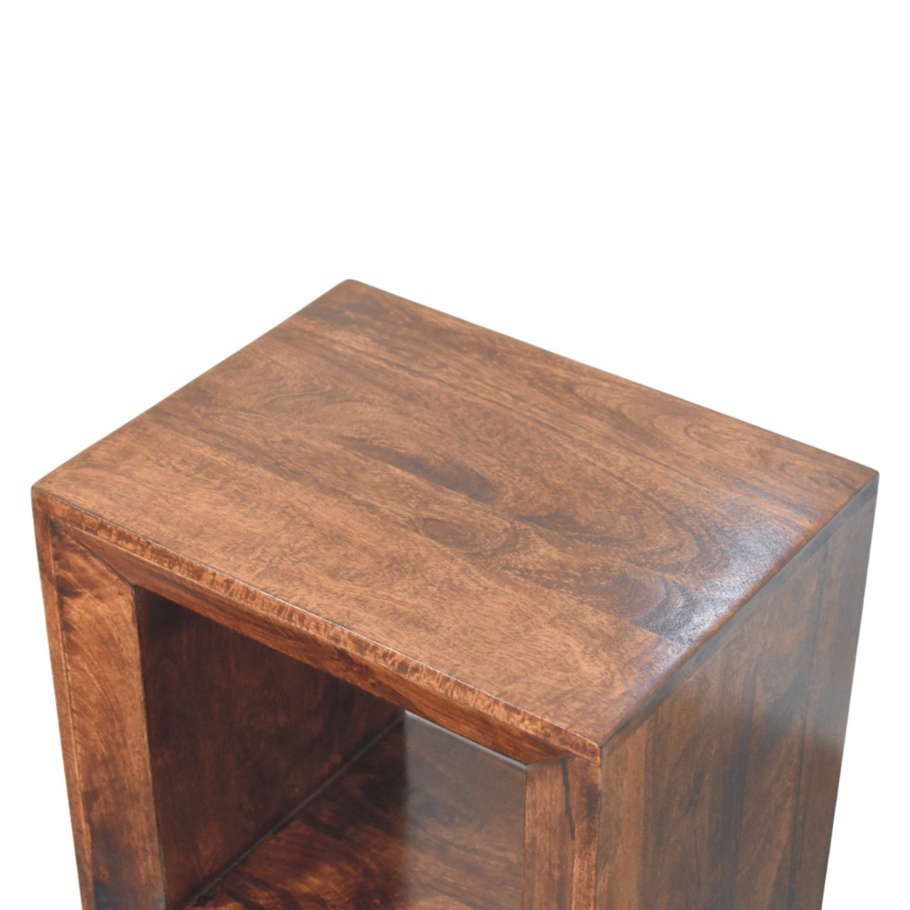 Solid Wood Solis California Side Table, Open Storage, Walnut, Brown
