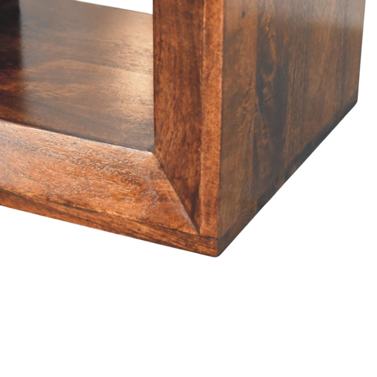 Solid Wood Solis California Side Table, Open Storage, Walnut, Brown