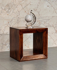 Solid Wood Solis California Side Table, Open Storage, Walnut, Brown