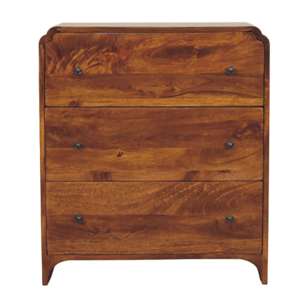 Solid Wood Newton Chest, 3-Drawers, Chestnut, Brown