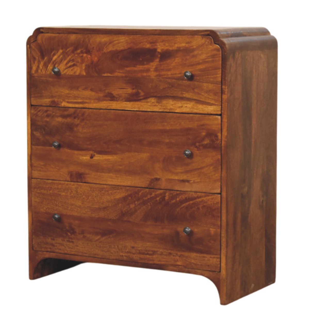 Solid Wood Newton Chest, 3-Drawers, Chestnut, Brown