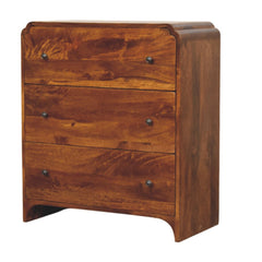 Solid Wood Newton Chest, 3-Drawers, Chestnut, Brown