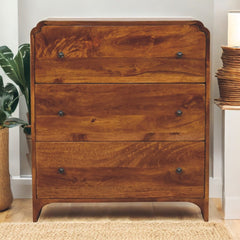 Solid Wood Newton Chest, 3-Drawers, Chestnut, Brown