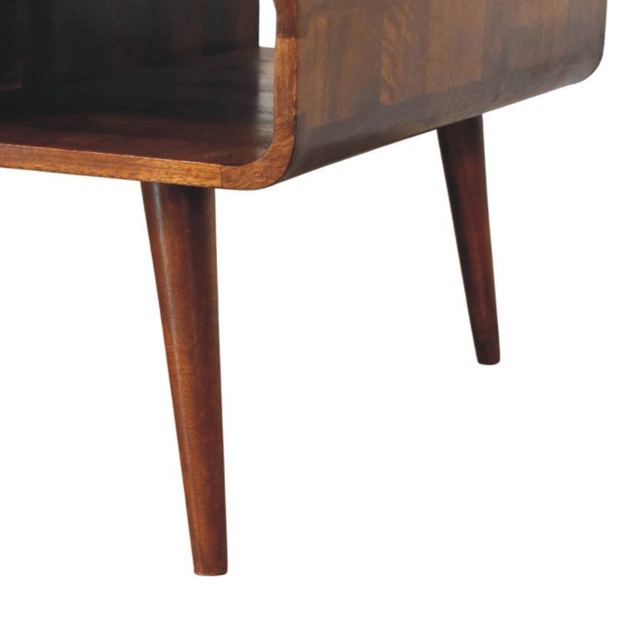 Solid Wood, Avora 2-Drawer, 2 Open-Slot, Chestnut Coffee Table, Dark Brown