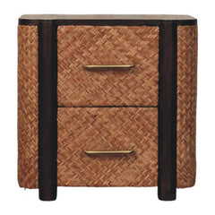 Solid Wood Havana Canefront Drawers,Brown with 2 Drawers