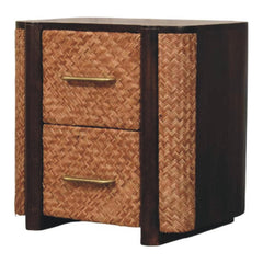 Solid Wood Havana Canefront Drawers,Brown with 2 Drawers