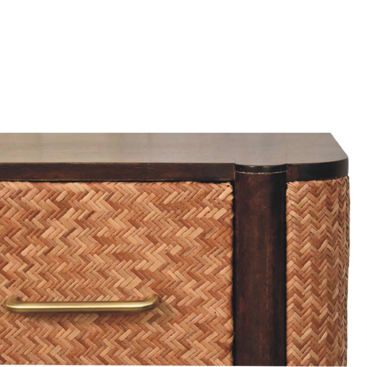 Solid Wood Havana Canefront Drawers,Brown with 2 Drawers