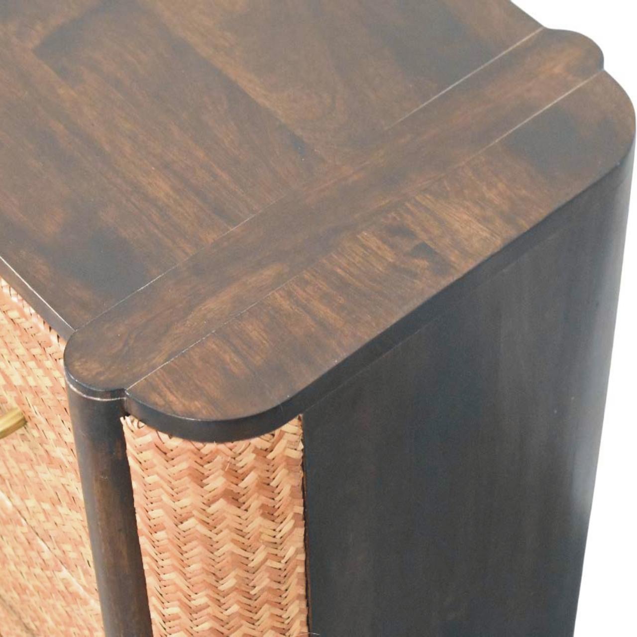 Solid Wood Havana Canefront Drawers,Brown with 2 Drawers