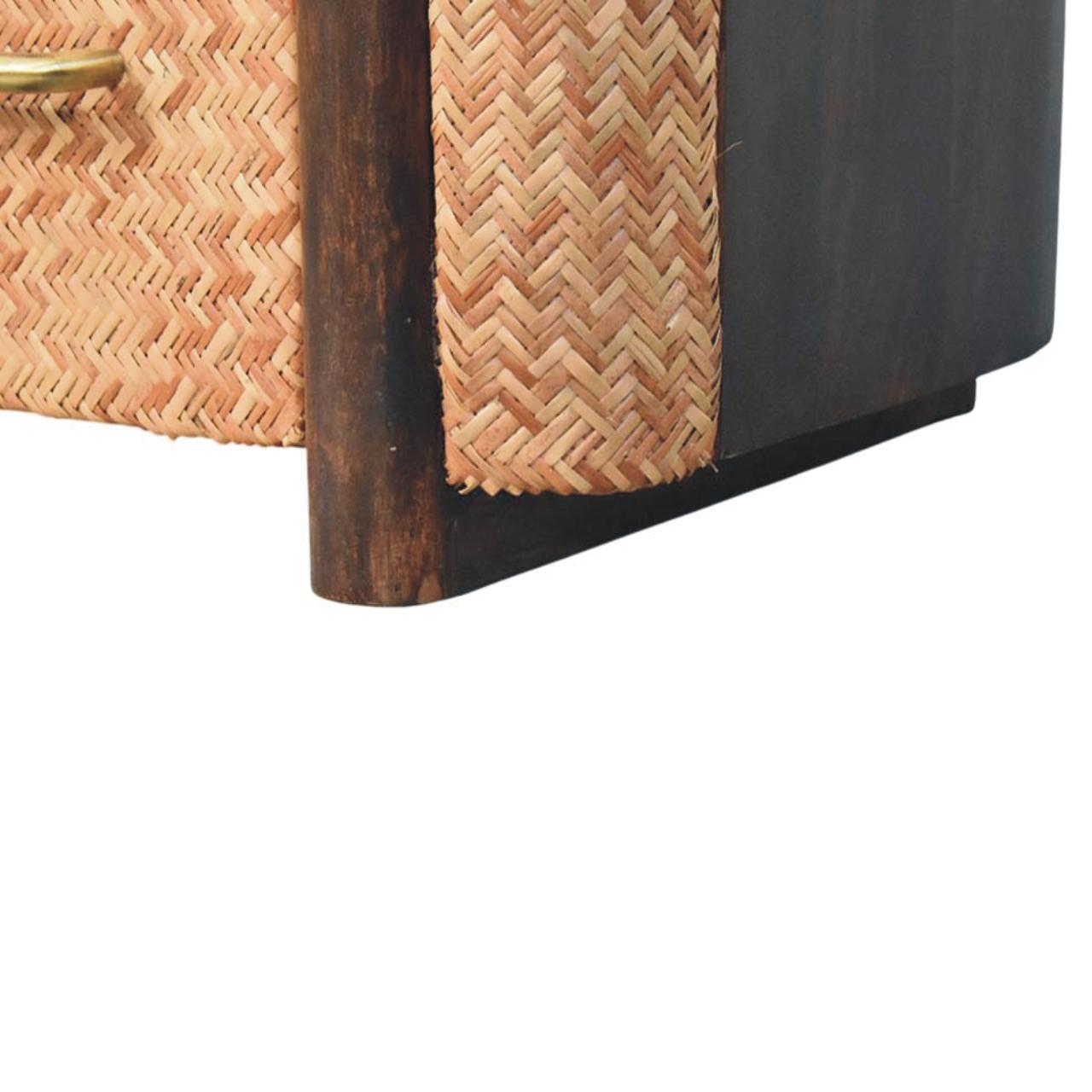 Solid Wood Havana Canefront Drawers,Brown with 2 Drawers