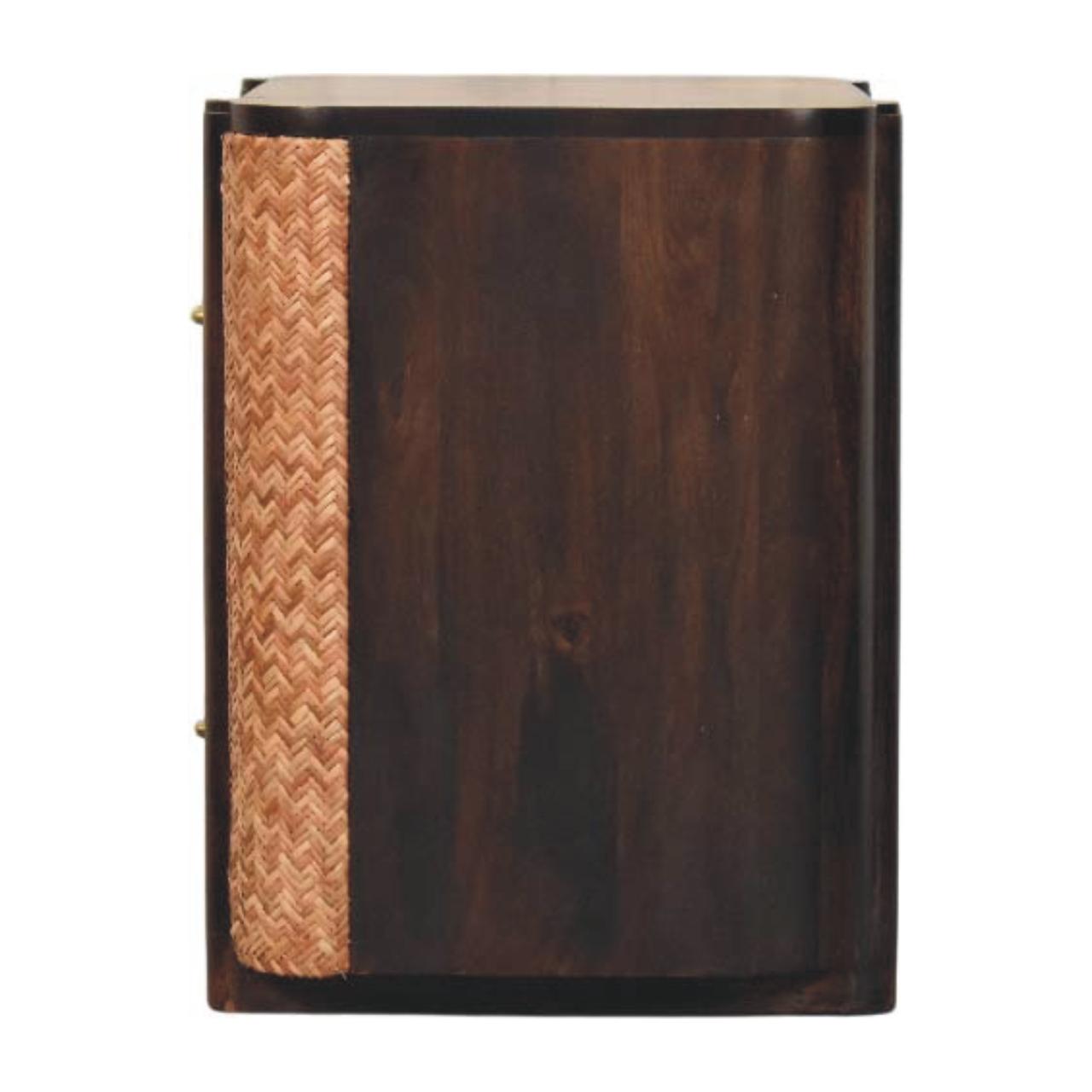 Solid Wood Havana Canefront Drawers,Brown with 2 Drawers