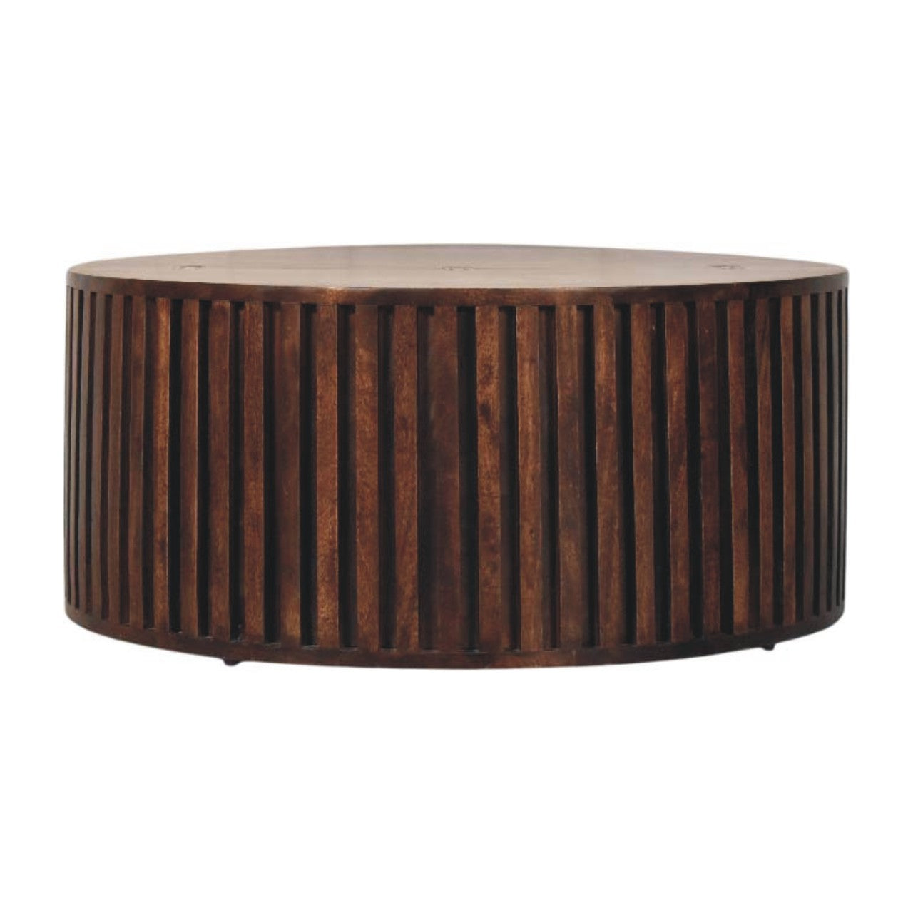 Solid Wood Orion Slatted Coffee Table,Brown With Storage inside