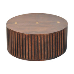 Solid Wood Orion Slatted Coffee Table,Brown With Storage inside