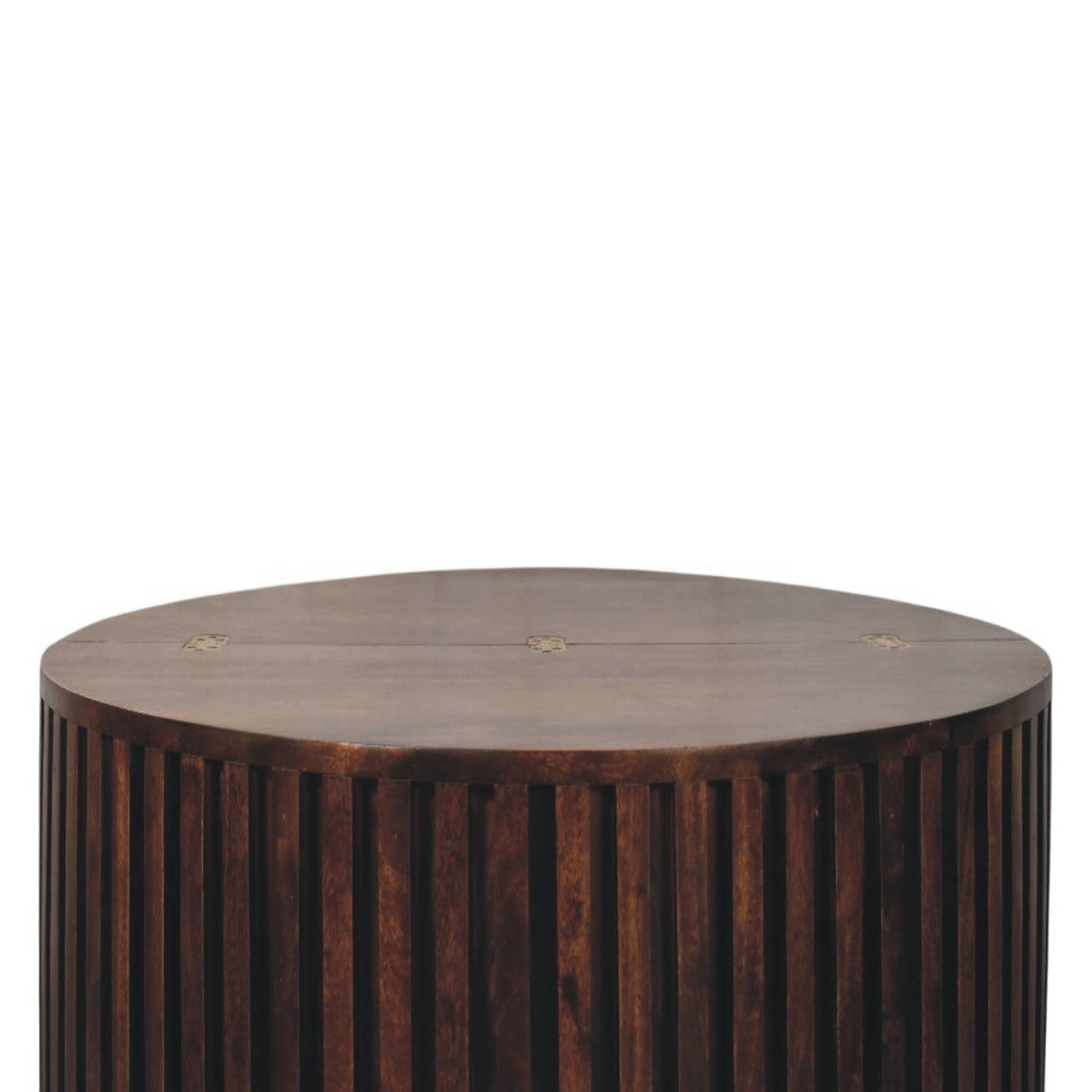 Solid Wood Orion Slatted Coffee Table,Brown With Storage inside