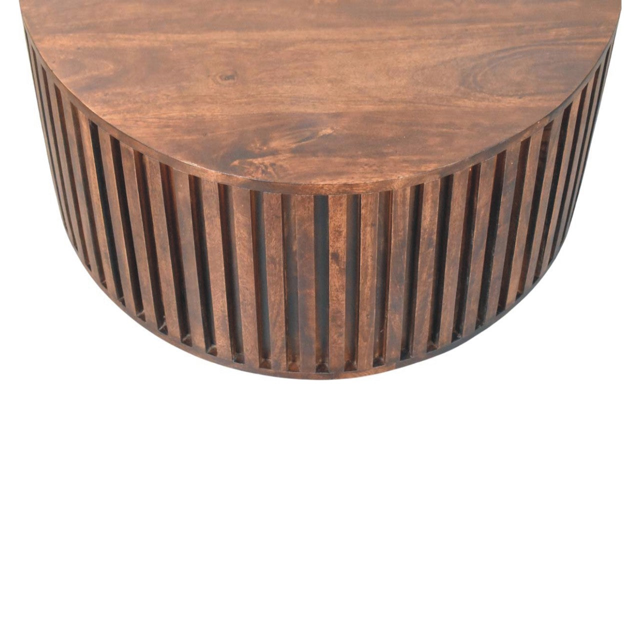 Solid Wood Orion Slatted Coffee Table,Brown With Storage inside