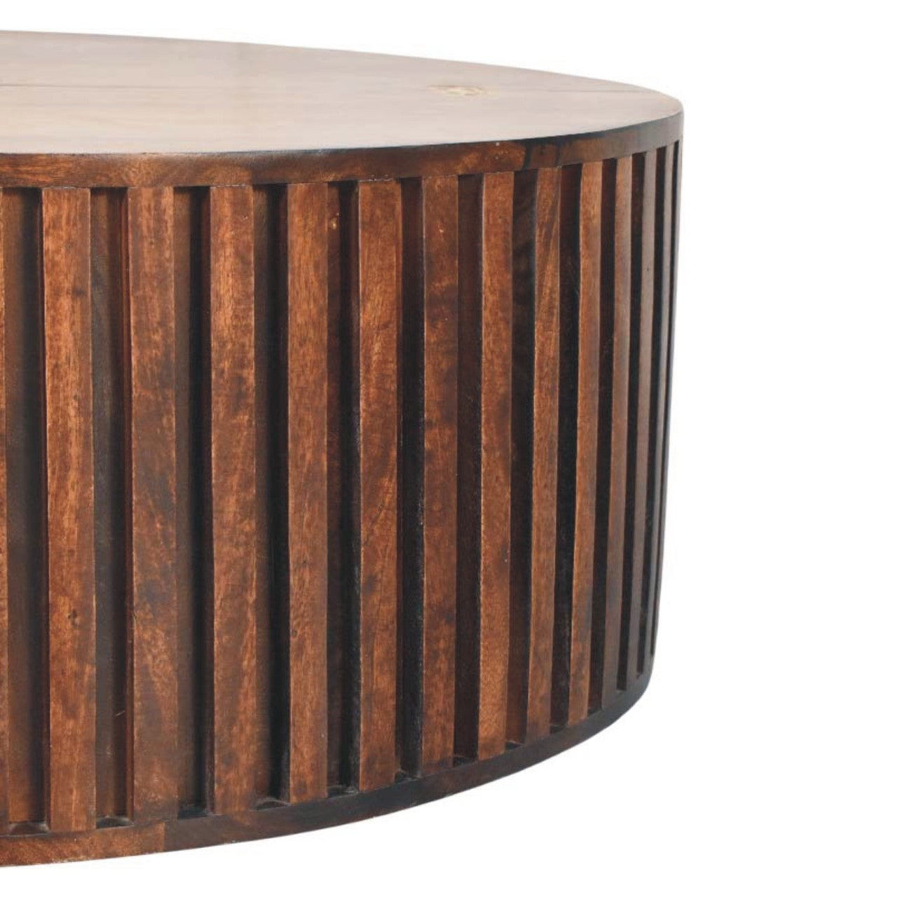Solid Wood Orion Slatted Coffee Table,Brown With Storage inside