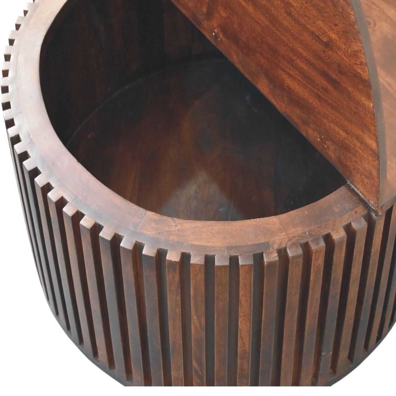Solid Wood Orion Slatted Coffee Table,Brown With Storage inside