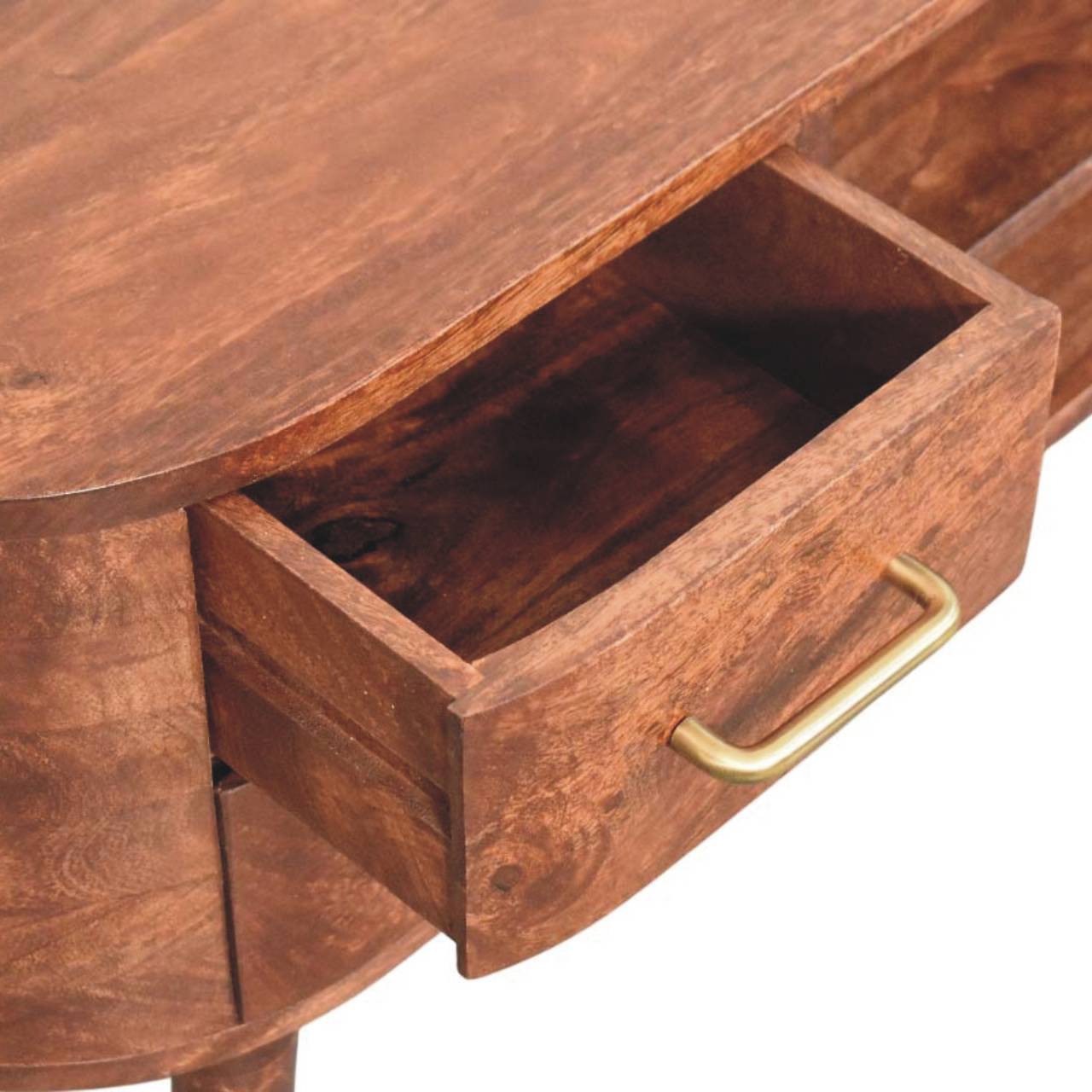 Solid Wood Jetson Curve Media Console,Brown With 4-Drawers,2-shelf