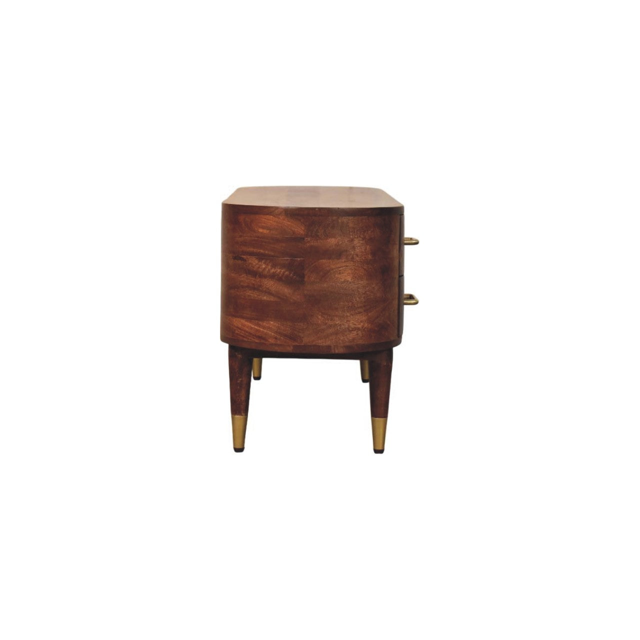 Solid Wood Jetson Curve Media Console,Brown With 4-Drawers,2-shelf