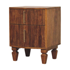 Solid Wood Louvre Bedside Unit,Brown,2-Drawers