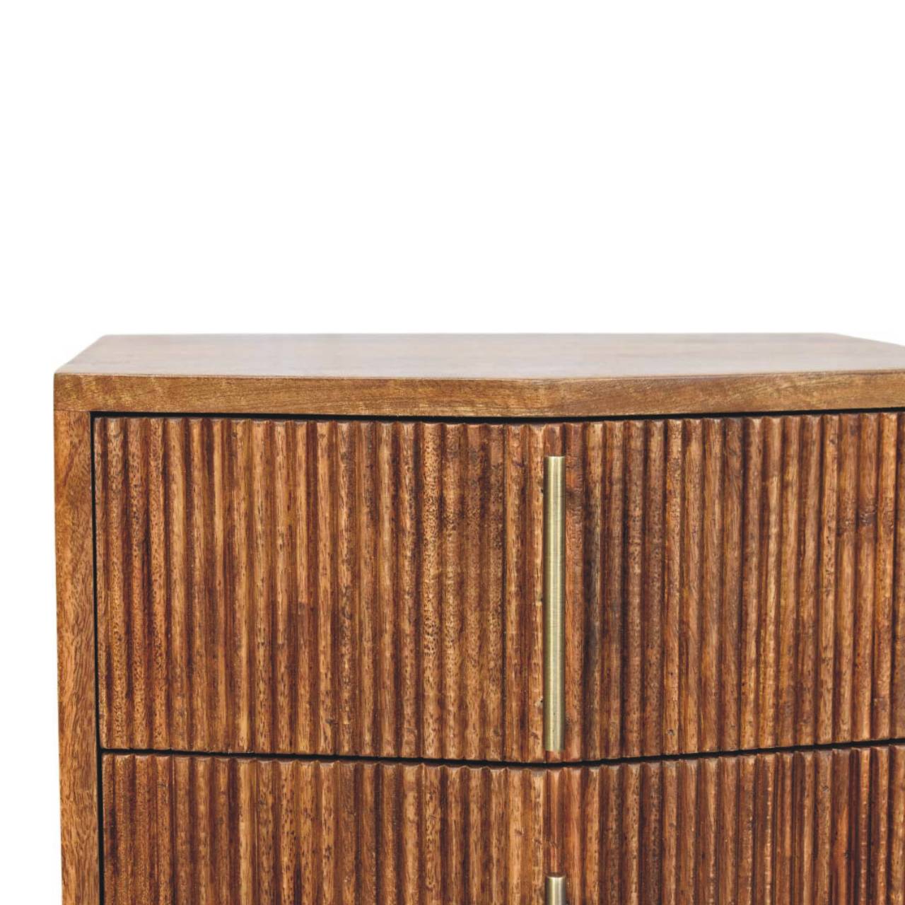 Solid Wood Louvre Bedside Unit,Brown,2-Drawers