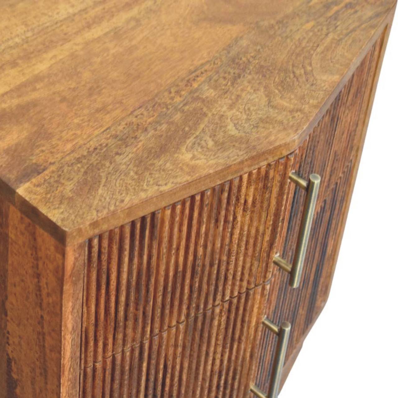 Solid Wood Louvre Bedside Unit,Brown,2-Drawers
