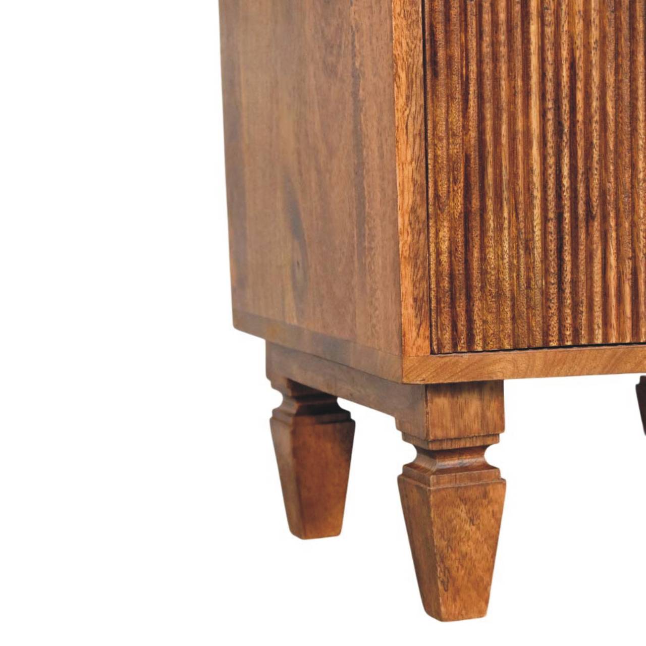 Solid Wood Louvre Bedside Unit,Brown,2-Drawers