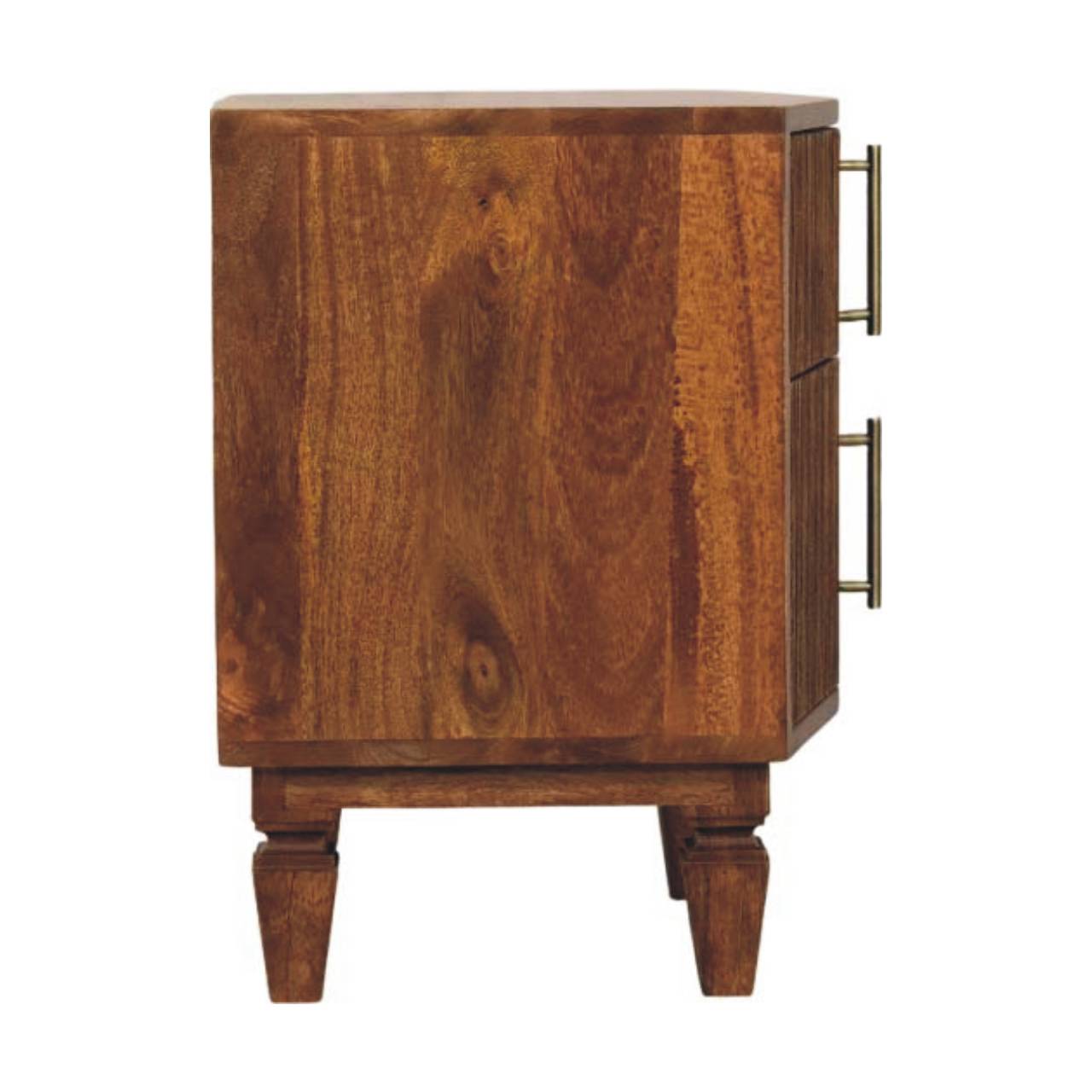 Solid Wood Louvre Bedside Unit,Brown,2-Drawers
