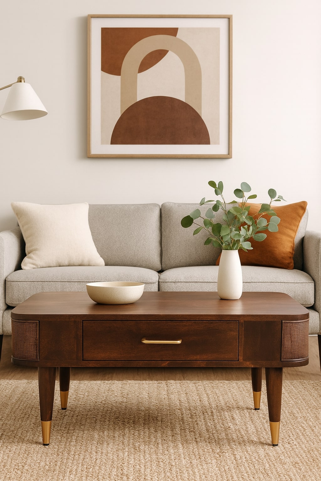 Solid Wood Belmont Coffee Table,Brown,1-Drawer