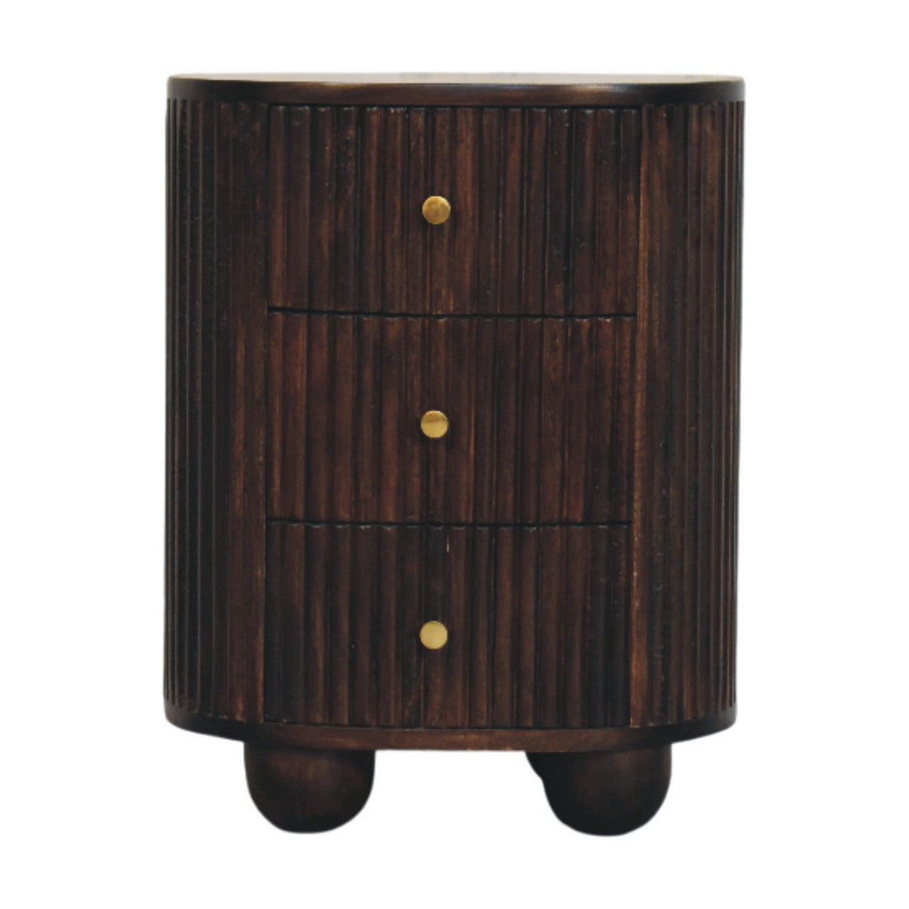 Solid Wood Curved Fluted 3-Drawer Drum Chest,3-Drawers