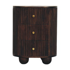 Solid Wood Curved Fluted 3-Drawer Drum Chest,3-Drawers