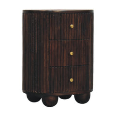 Solid Wood Curved Fluted 3-Drawer Drum Chest,3-Drawers