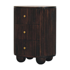 Solid Wood Curved Fluted 3-Drawer Drum Chest,3-Drawers