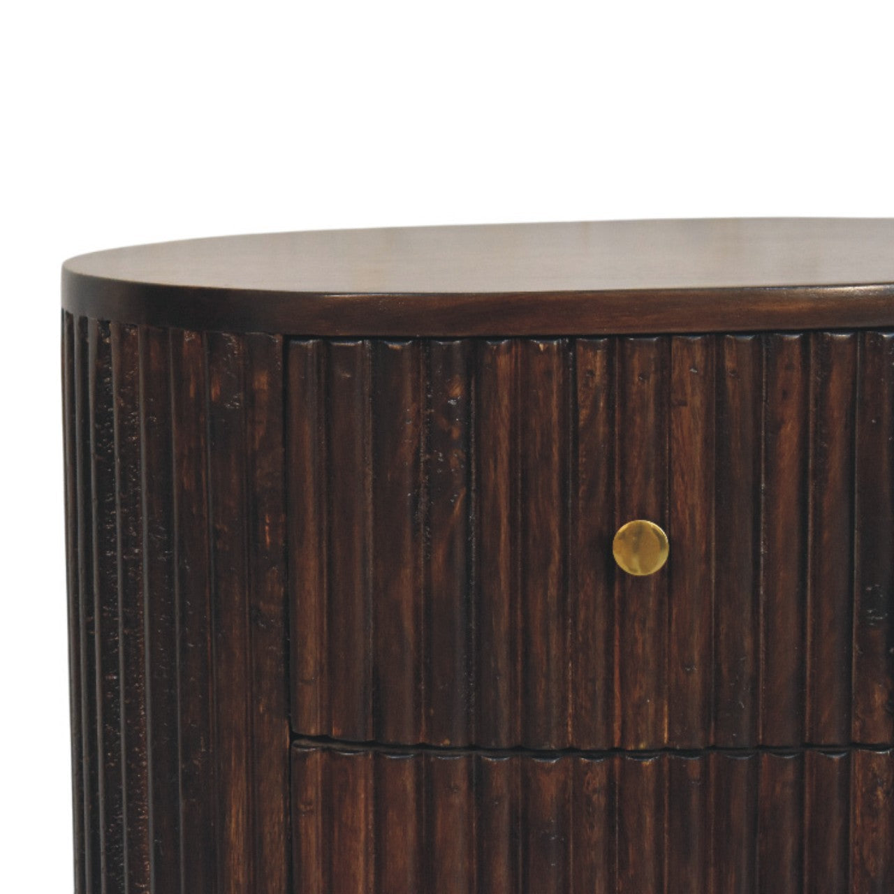 Solid Wood Curved Fluted 3-Drawer Drum Chest,3-Drawers