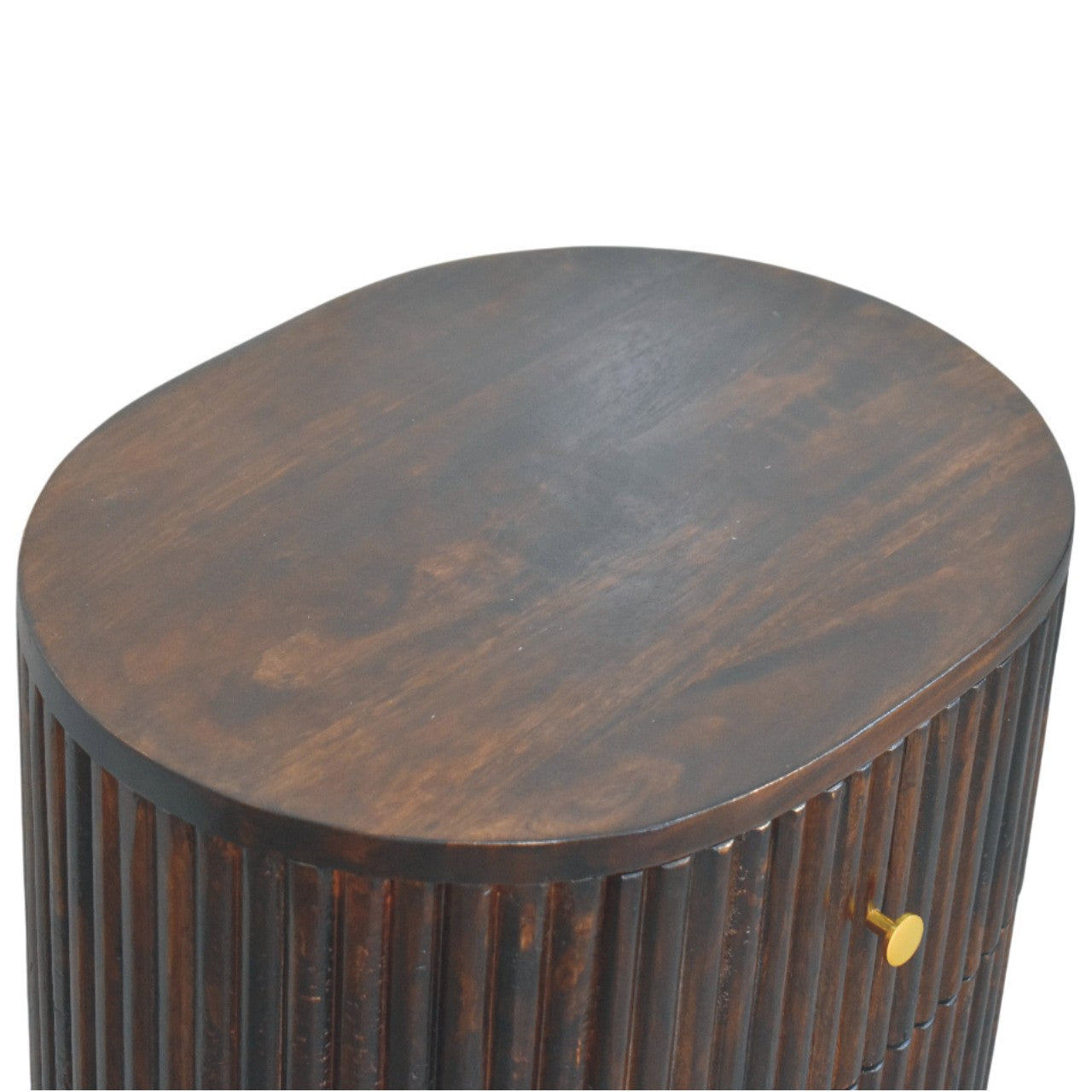 Solid Wood Curved Fluted 3-Drawer Drum Chest,3-Drawers