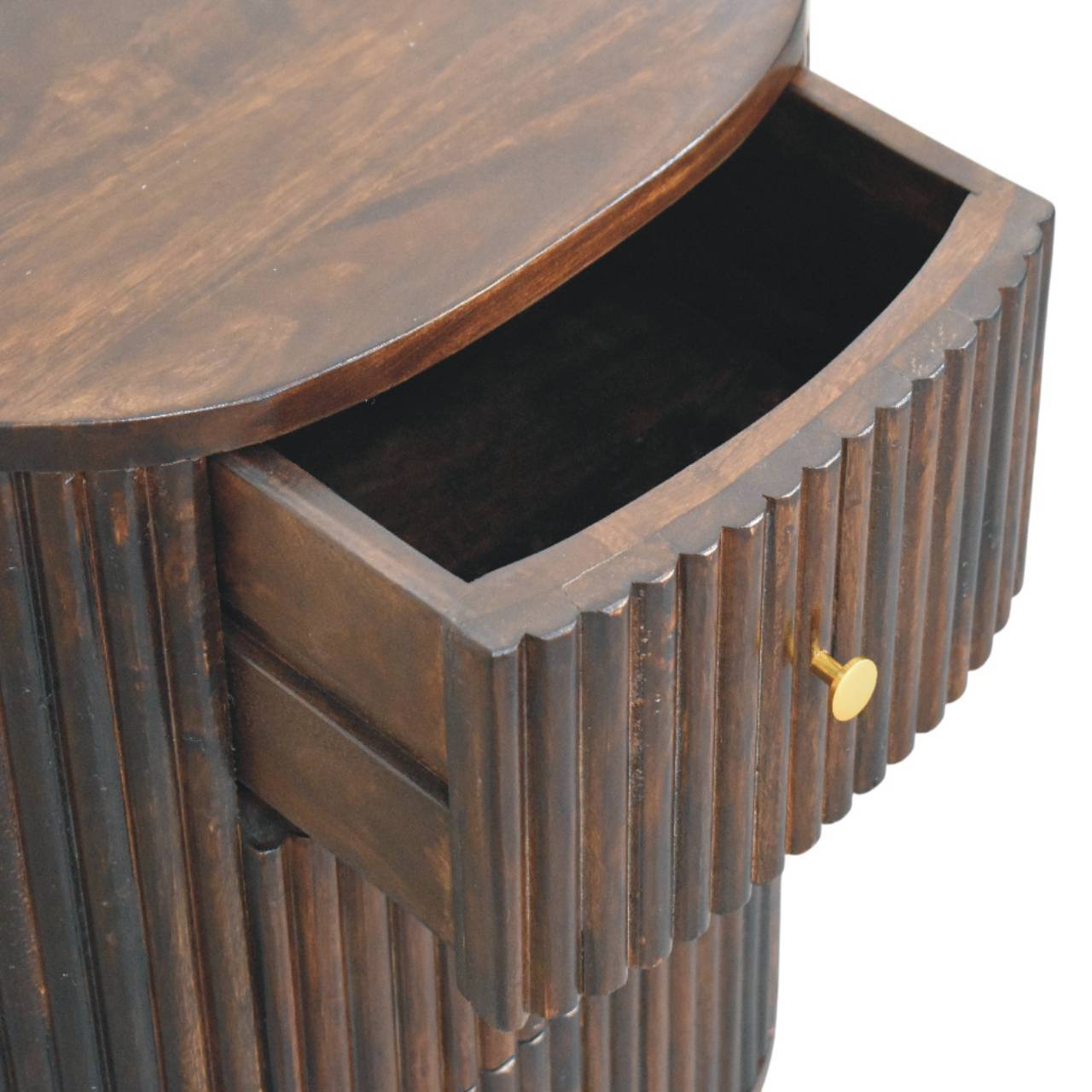 Solid Wood Curved Fluted 3-Drawer Drum Chest,3-Drawers